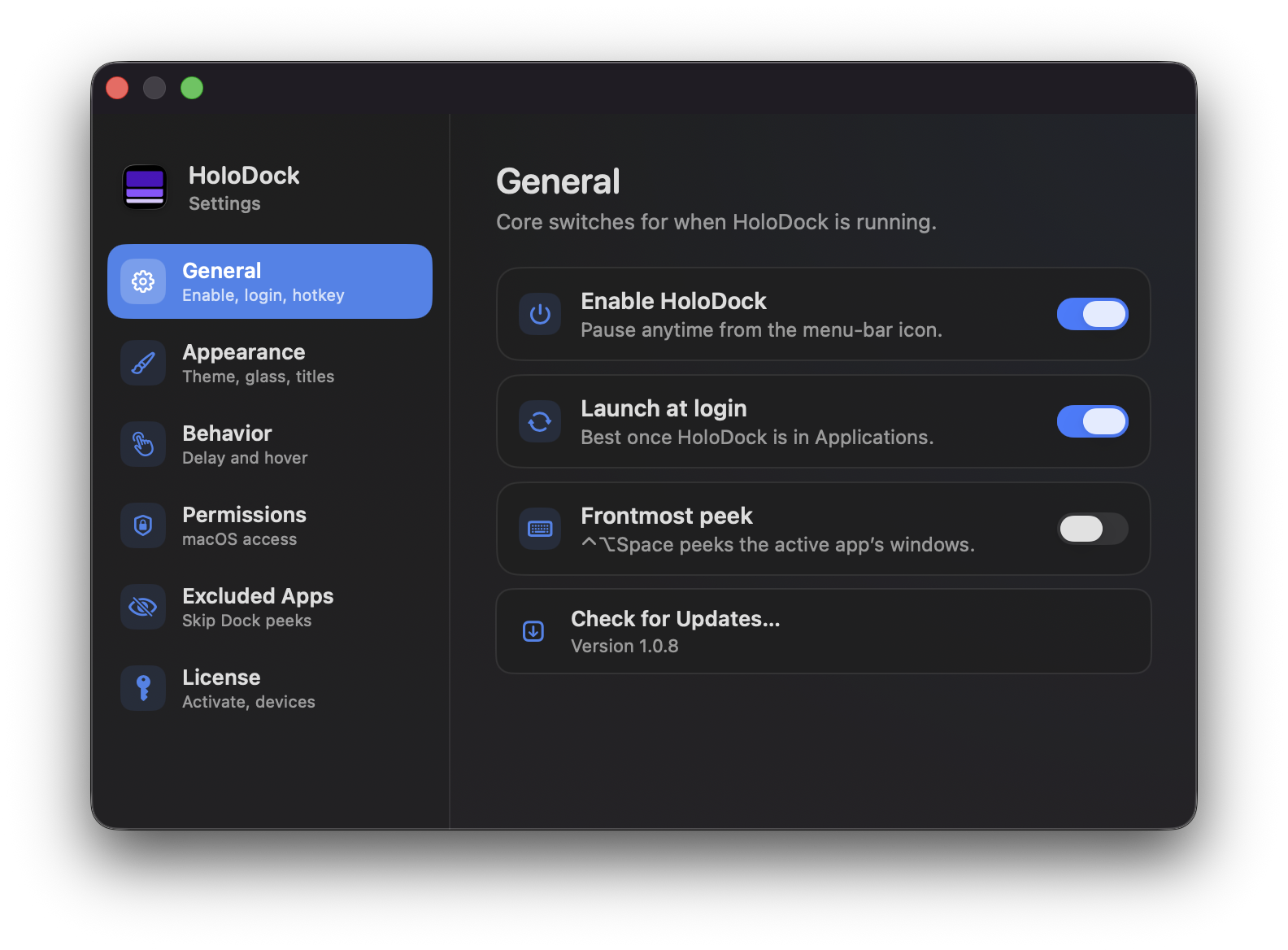 General settings